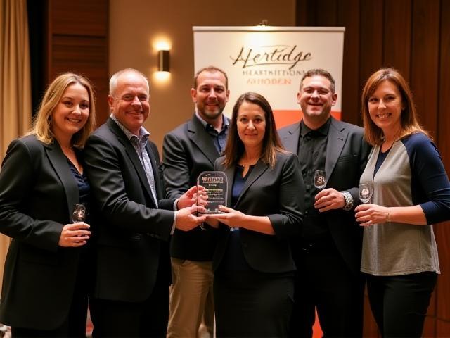 Award ceremony photo with Heritage Hearth Kitchens team