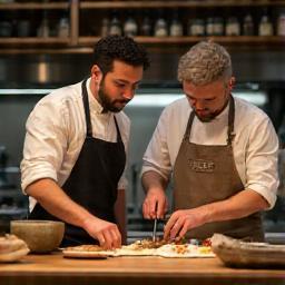 Chef collaborating in a ghost kitchen setting with pop-up event preparations